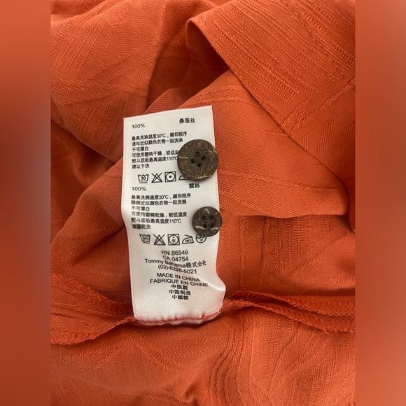 Tommy Bahama 100% Silk Hawaiian Style Short Sleeve Button Down Orange Size 3XT - Picture 10 of 10